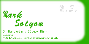 mark solyom business card